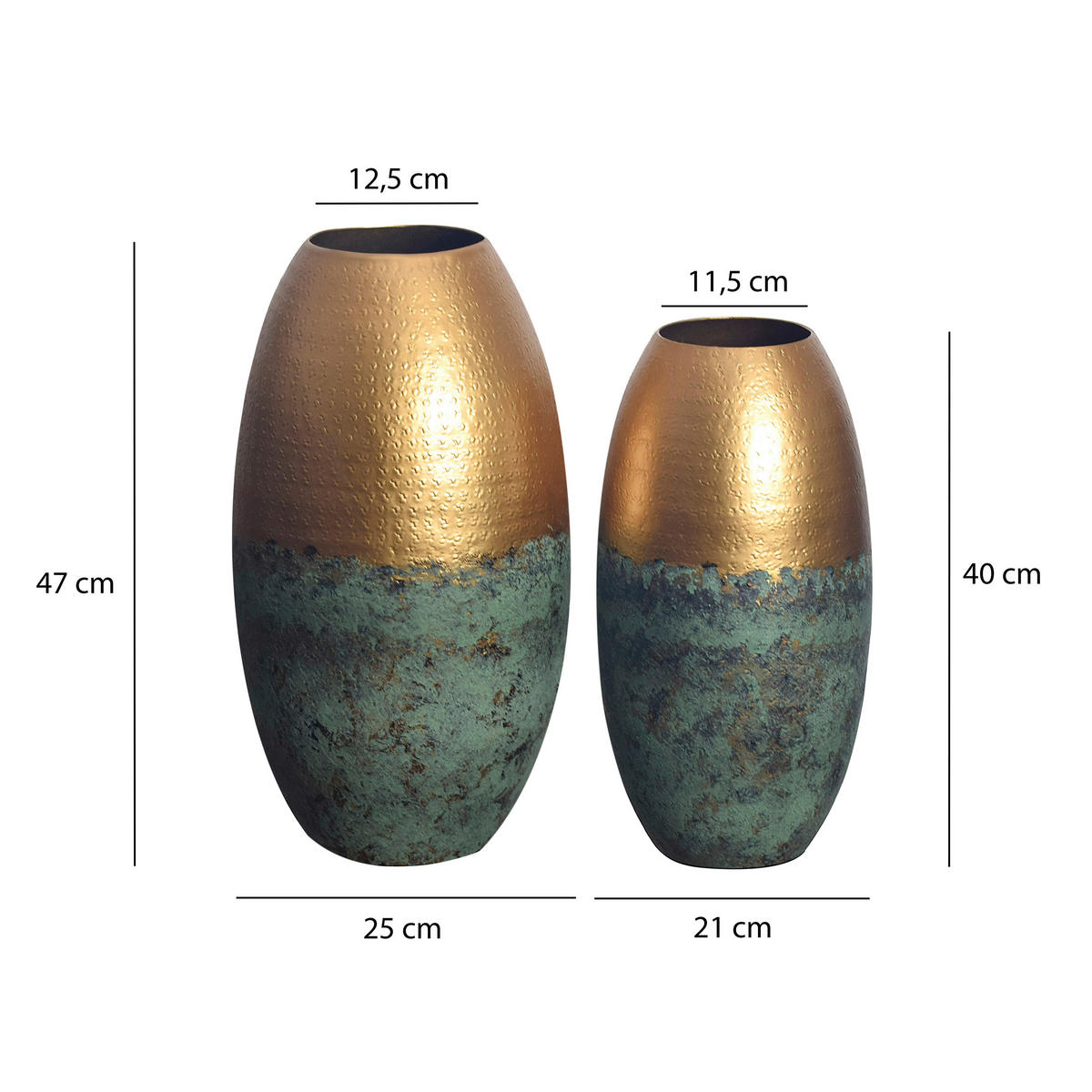 DEKOVASE  - Goldfarben, Design, Metall (25/47/25cm) - Livetastic
