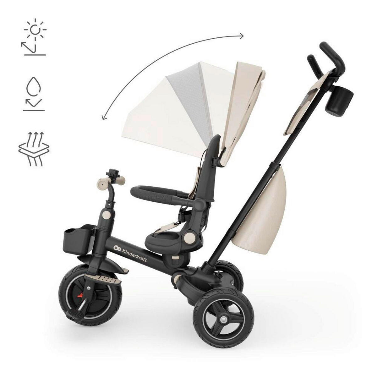 TRICIKL  SPINSTEP 2 PLUS  - bež, Basics, metal/plastika (112/51.5/109cm) - Kinderkraft