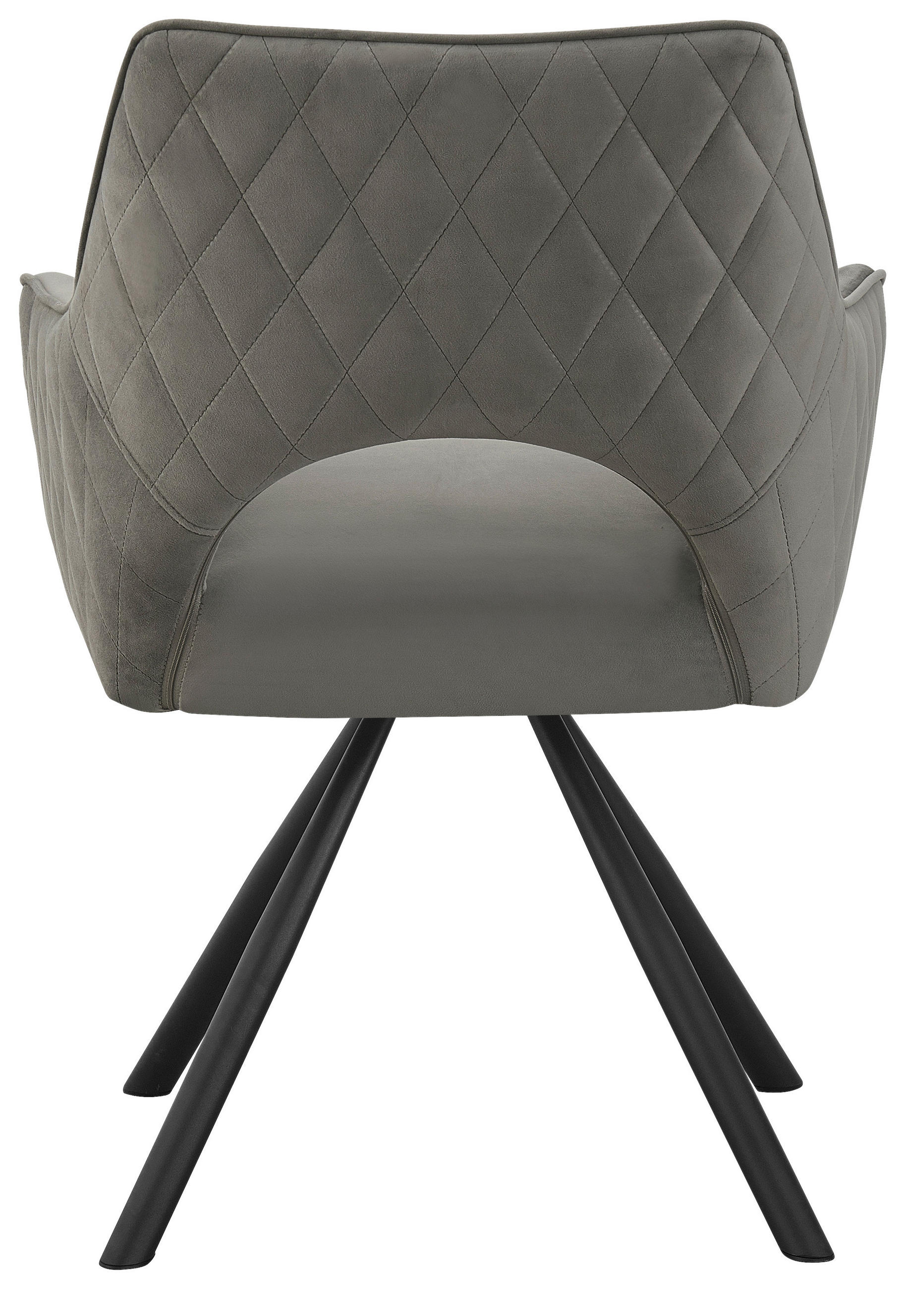 Thumbnail - Hom`in Armlehnstuhl, Schwarz, Hellgrau, Metall, Textil, konisch, Drehkreuz, 60x85x63 cm, Stoffauswahl, inklusive Armlehn...