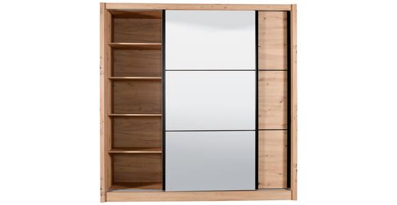 SCHIEBETÜRENSCHRANK 213/215,5/60 cm 2-türig Eiche Artisan  - Schwarz/Eiche Artisan, Basics, Glas/Holzwerkstoff (213/215,5/60cm) - Xora