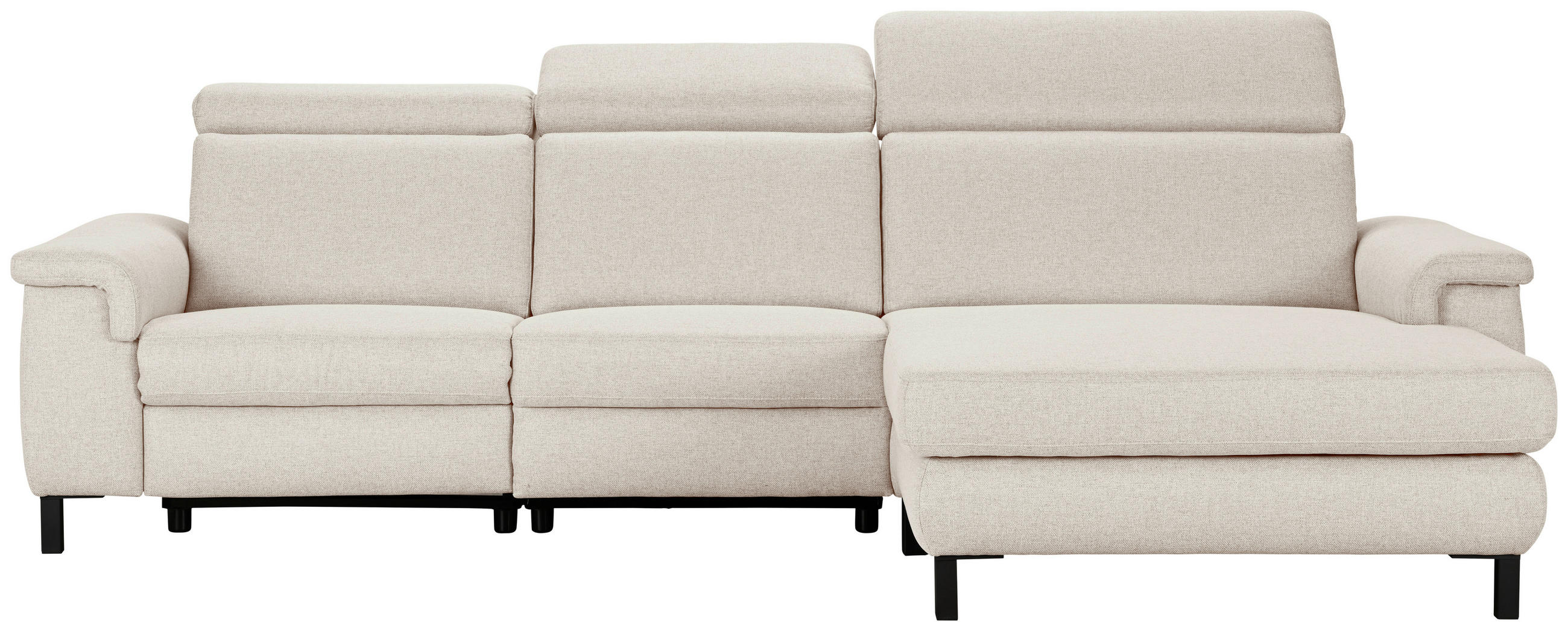ECKSOFA Flachgewebe Beige  - Beige/Schwarz, Konventionell, Textil/Metall (304/182cm) - Pure Home Comfort