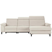 ECKSOFA Flachgewebe Beige  - Beige/Schwarz, Konventionell, Textil/Metall (304/182cm) - Pure Home Comfort