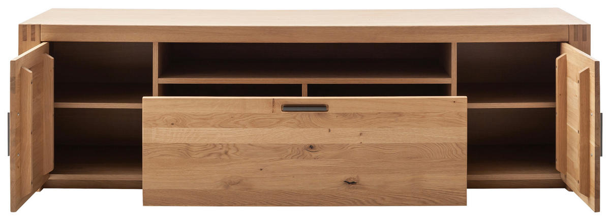 TV-BÄNK  i 201/58/50 cm  - antracit/ekfärgad, Design, metall/trämaterial (201/58/50cm) - Livetastic