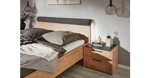 BETT 180/200 cm,  in Anthrazit, Eichefarben,  - Eichefarben/Anthrazit, KONVENTIONELL, Holz/Metall (180/200cm) - Dieter Knoll