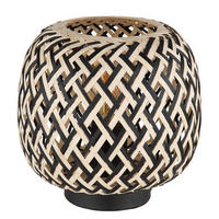 TISCHLEUCHTE 20/19,5 cm   - Schwarz/Naturfarben, Natur, Naturmaterialien/Kunststoff (20/19,5cm) - Globo