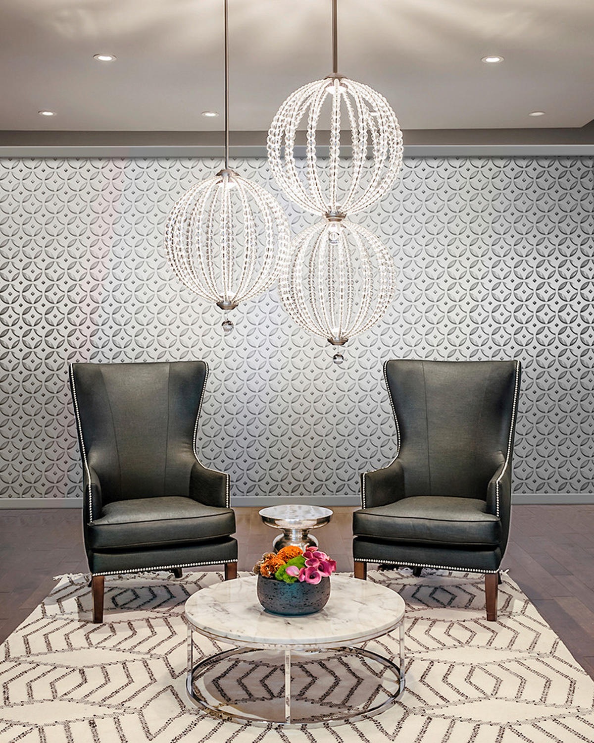 HÄNGELEUCHTE 50.9/73 cm    - Nickelfarben, Design, Glas/Metall (50.9/73cm) - Elstead Lighting