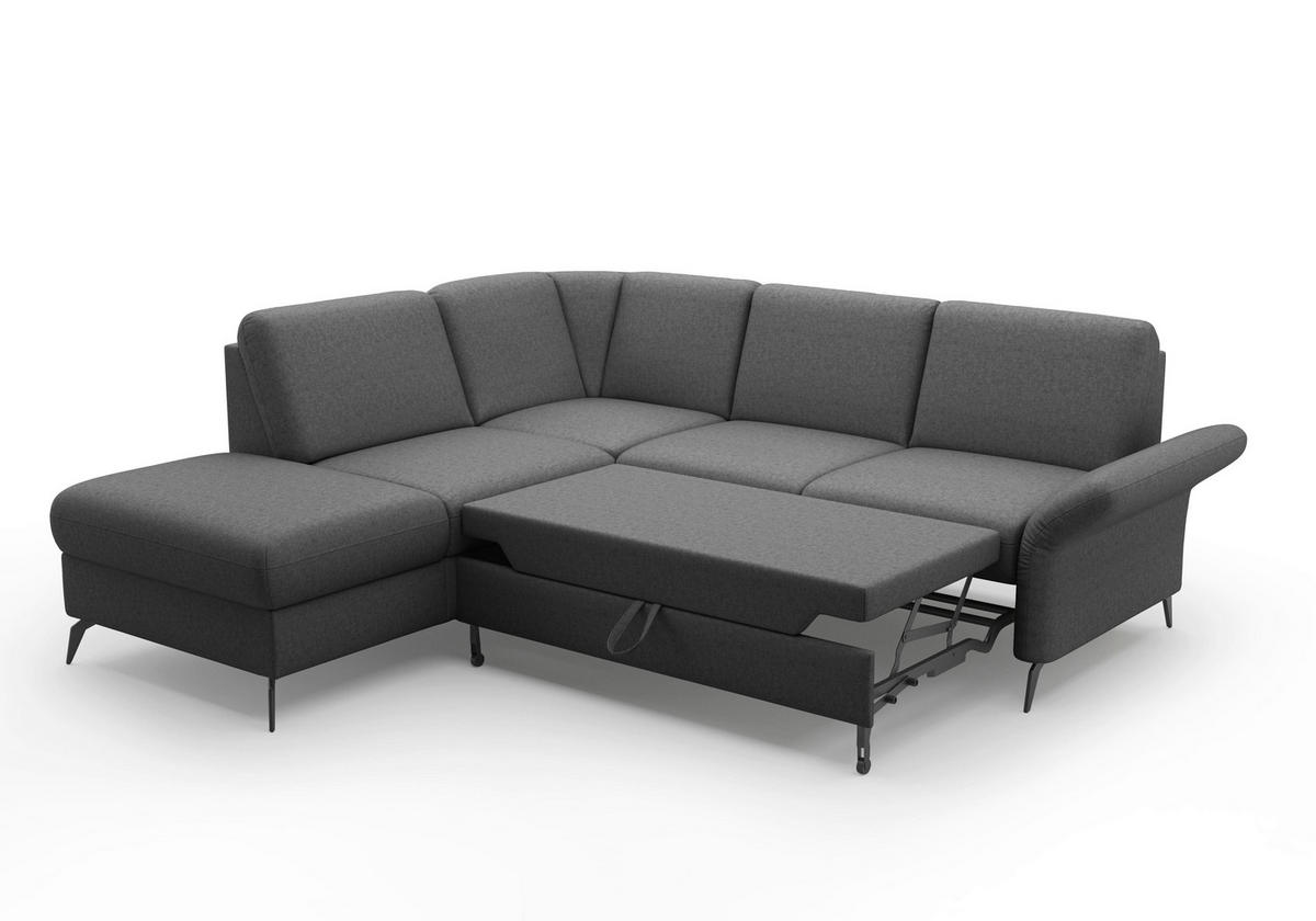 ECKSOFA ROCHELLE E Dunkelgrau Flachgewebe  - Dunkelgrau/Schwarz, KONVENTIONELL, Textil/Metall (216/240cm) - Sit & More