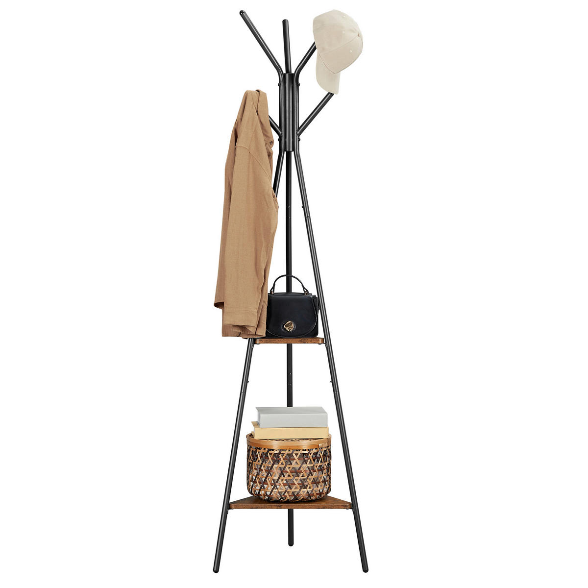 GARDEROBENSTÄNDER in Braun, Schwarz 49/179/49 cm   - Schwarz/Braun, Trend, Holzwerkstoff/Metall (49/179/49cm) - Boxxx
