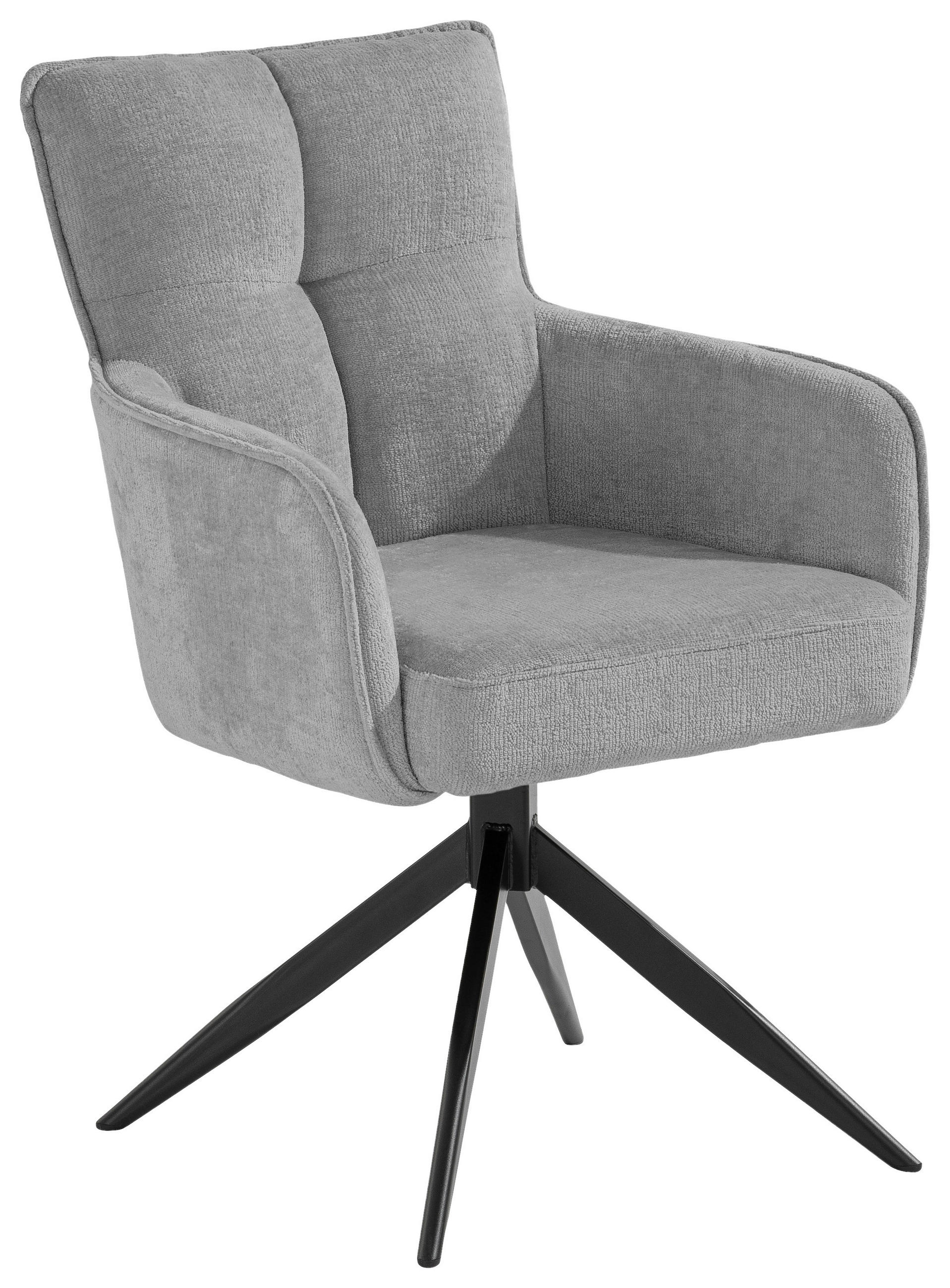 ARMLEHNSTUHL in Eisen Mikrofaser - Schwarz/Grau, Design, Textil/Metall (59/89/63cm) - SetOne by Musterring