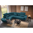 ECKSOFA in Velours Petrol  - Petrol/Schwarz, Design, Textil/Metall (264/299cm) - Novel