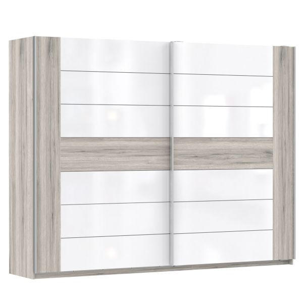 FÜGGESZTETT TOLÓAJTÓS SZEKRÉN fehér, tölgyfa  - tölgyfa/fehér, Design, műanyag/faalapú anyag (269,90/209,7/61,2cm) - Xora