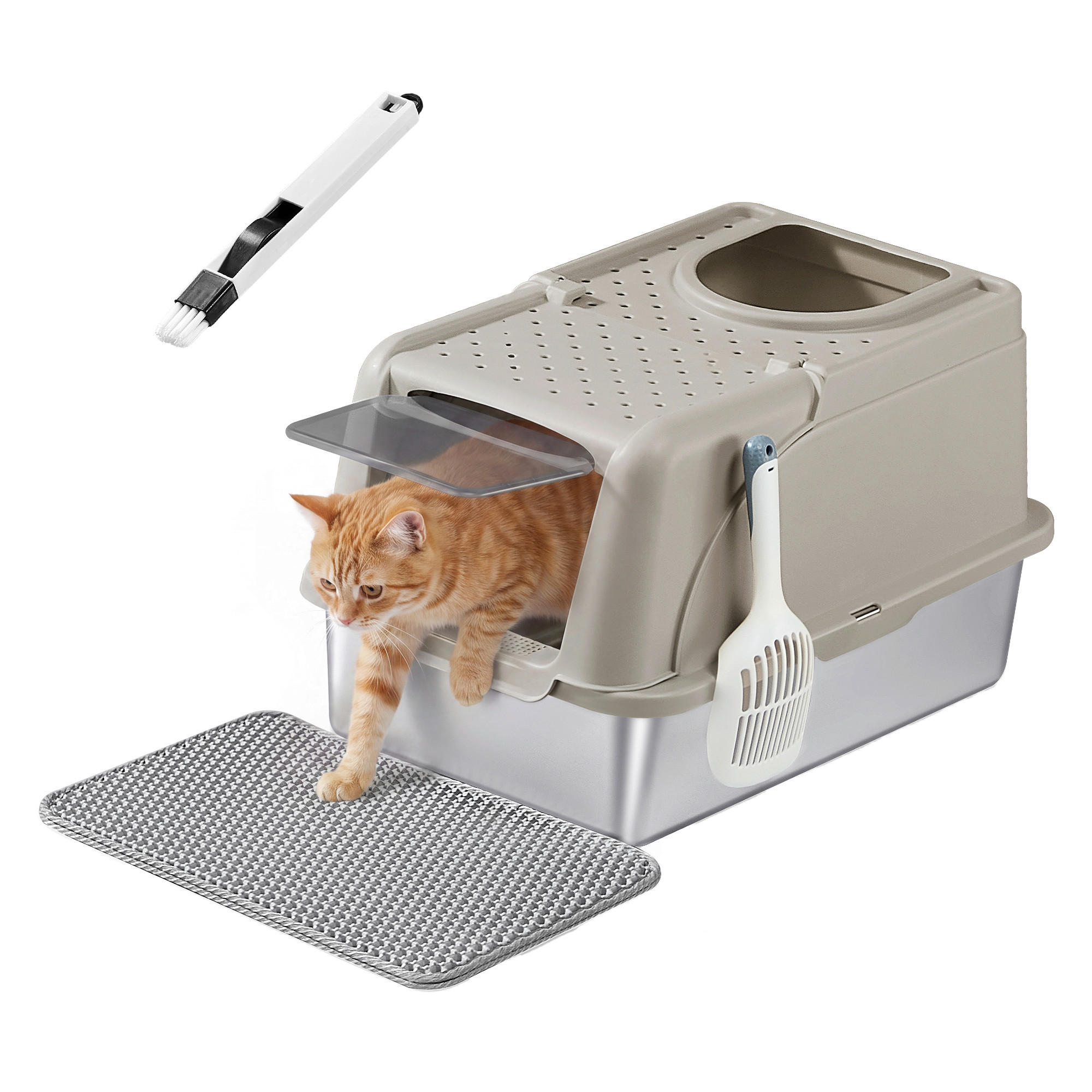 KATZENTOILETTE - Beige, Trend, Kunststoff/Metall (41/36,5/61cm) - Boxxx