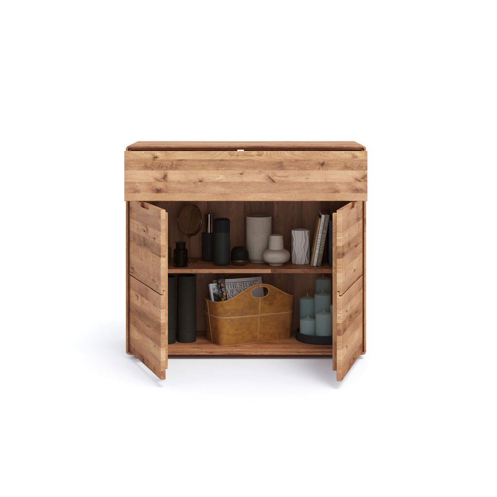 Thumbnail - Linea Natura Kommode, Wildeiche, Holz, Wildeiche, massiv, 1 Fächer, 1 Schubladen, 100x91x40 cm, Garderobe, Garderoben Ko...