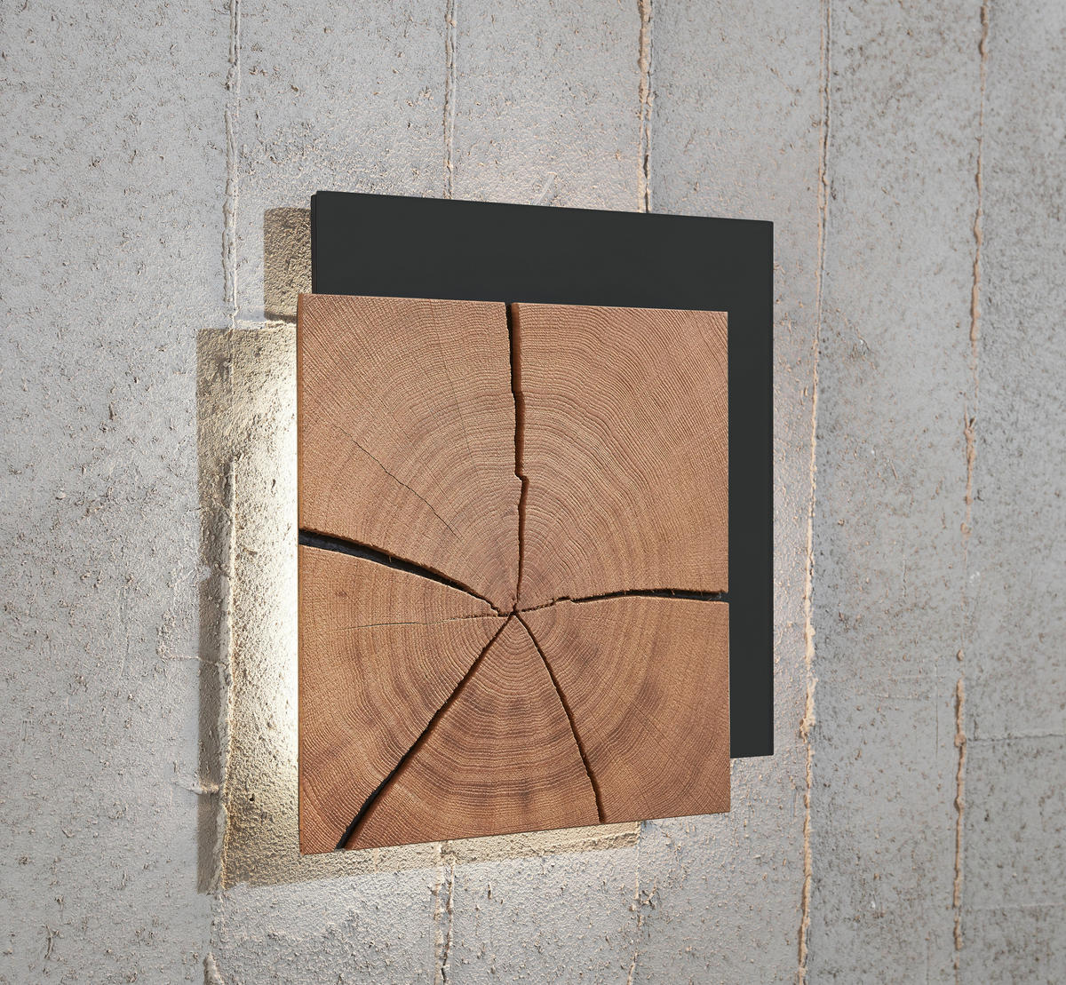 WANDLEUCHTE 33/33/6,5 cm   - Eichefarben/Anthrazit, Natur, Holz/Metall (33/33/6,5cm) - Valnatura
