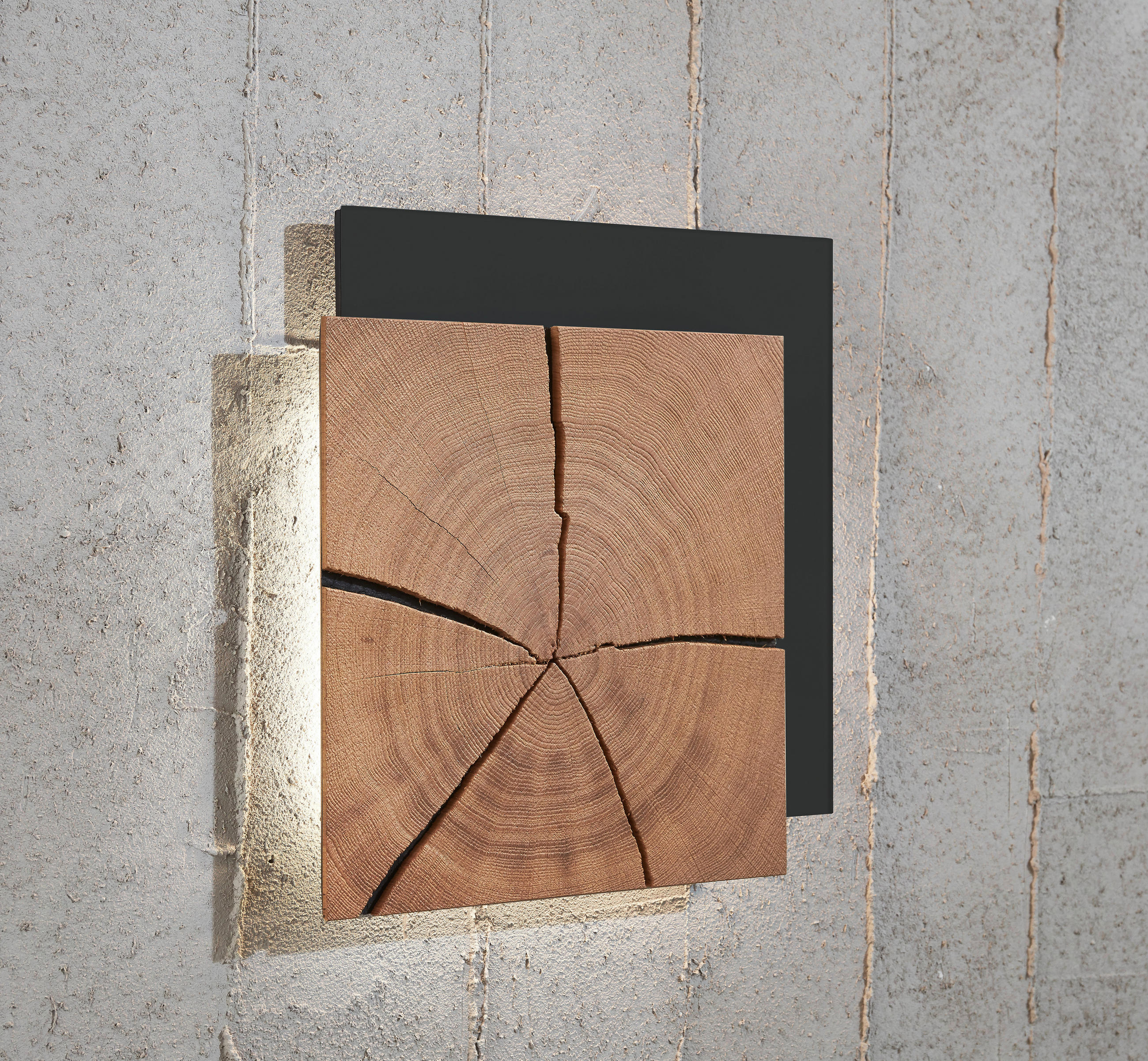 Thumbnail - Valnatura Wandleuchte, Anthrazit, Eiche, Holz, Metall, Kerneiche, vollmassiv, quadratisch,quadratisch, F, 33x33x6.5 cm, ...