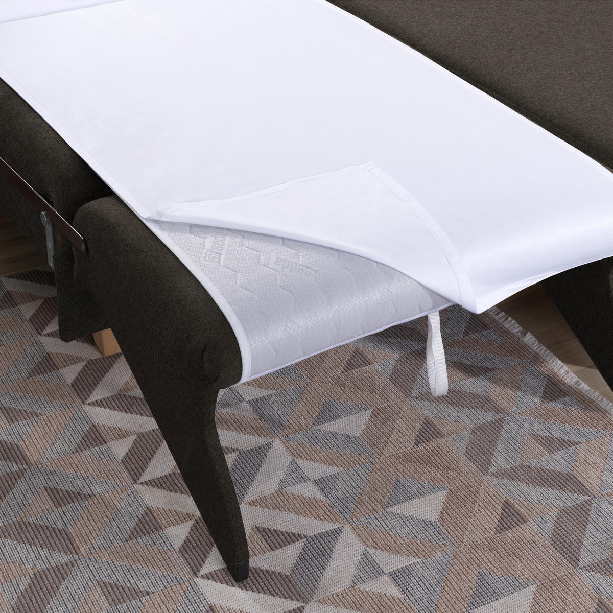 ECKSOFA in Flachgewebe Dunkelbraun  261/203 cm  - Eichefarben/Dunkelbraun, KONVENTIONELL, Holz/Textil (261/203cm) - Sedda