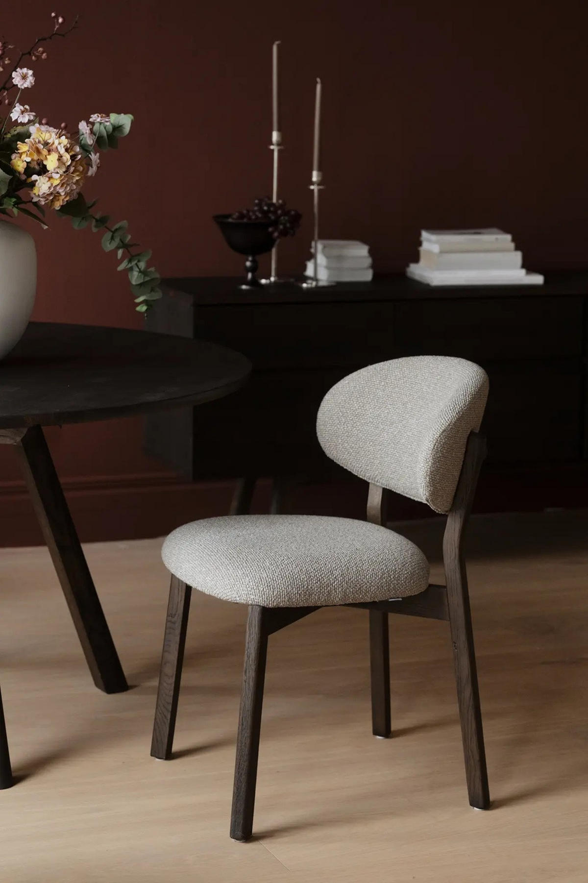 STOL   flatväv  - beige/brun, Klassisk, trä/textil (50/82/60cm) - Rowico