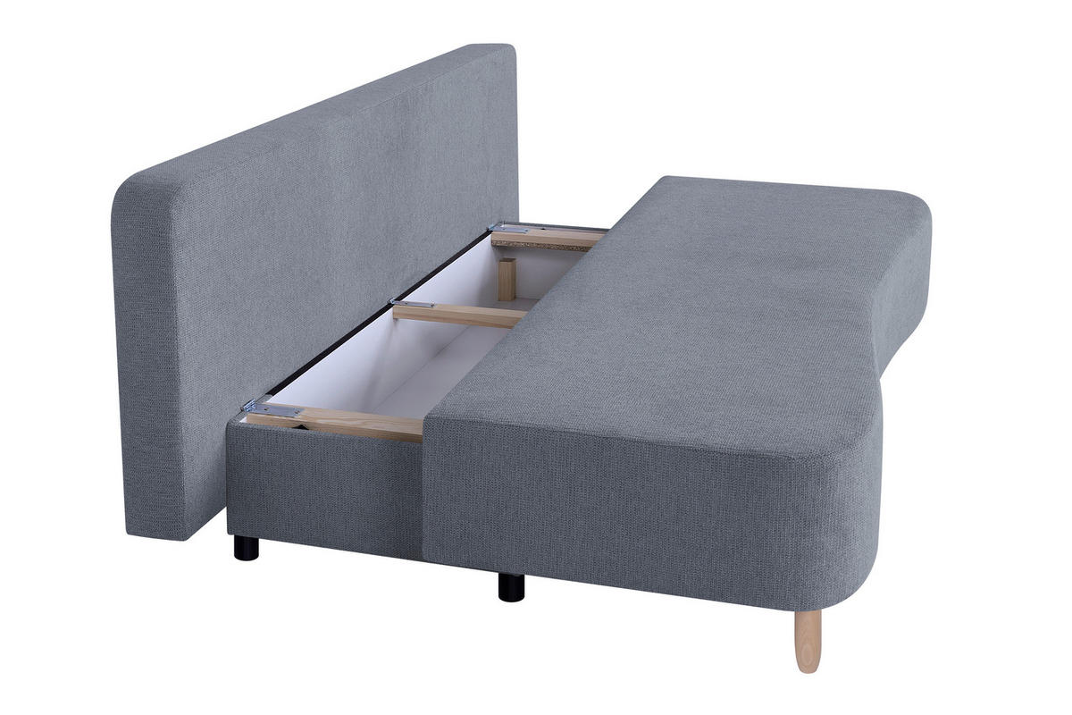 SCHLAFSOFA  mit Webstoff Dunkelgrau  - Dunkelgrau/Buchefarben, Design, Holz/Kunststoff (193/86/85cm) - P & B