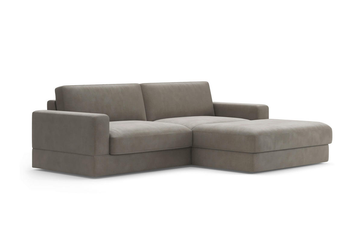 ECKSOFA FABIO E Schlammfarben Flachgewebe  - Schlammfarben/Schwarz, MODERN, Kunststoff/Textil (264/196cm) - Sit & More