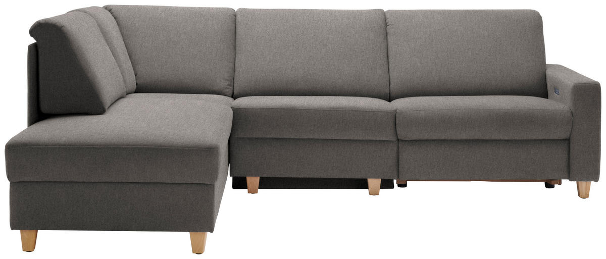 ECKSOFA in Flachgewebe Schlammfarben  203/261 cm  - Schlammfarben/Eichefarben, KONVENTIONELL, Holz/Textil (203/261cm) - Sedda