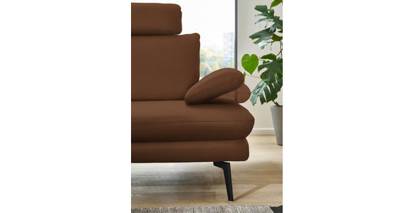 ECKSOFA in Echtleder Hellbraun 180/310 cm - Hellbraun/Schwarz, Design, Leder/Metall (180/310cm) - Dieter Knoll