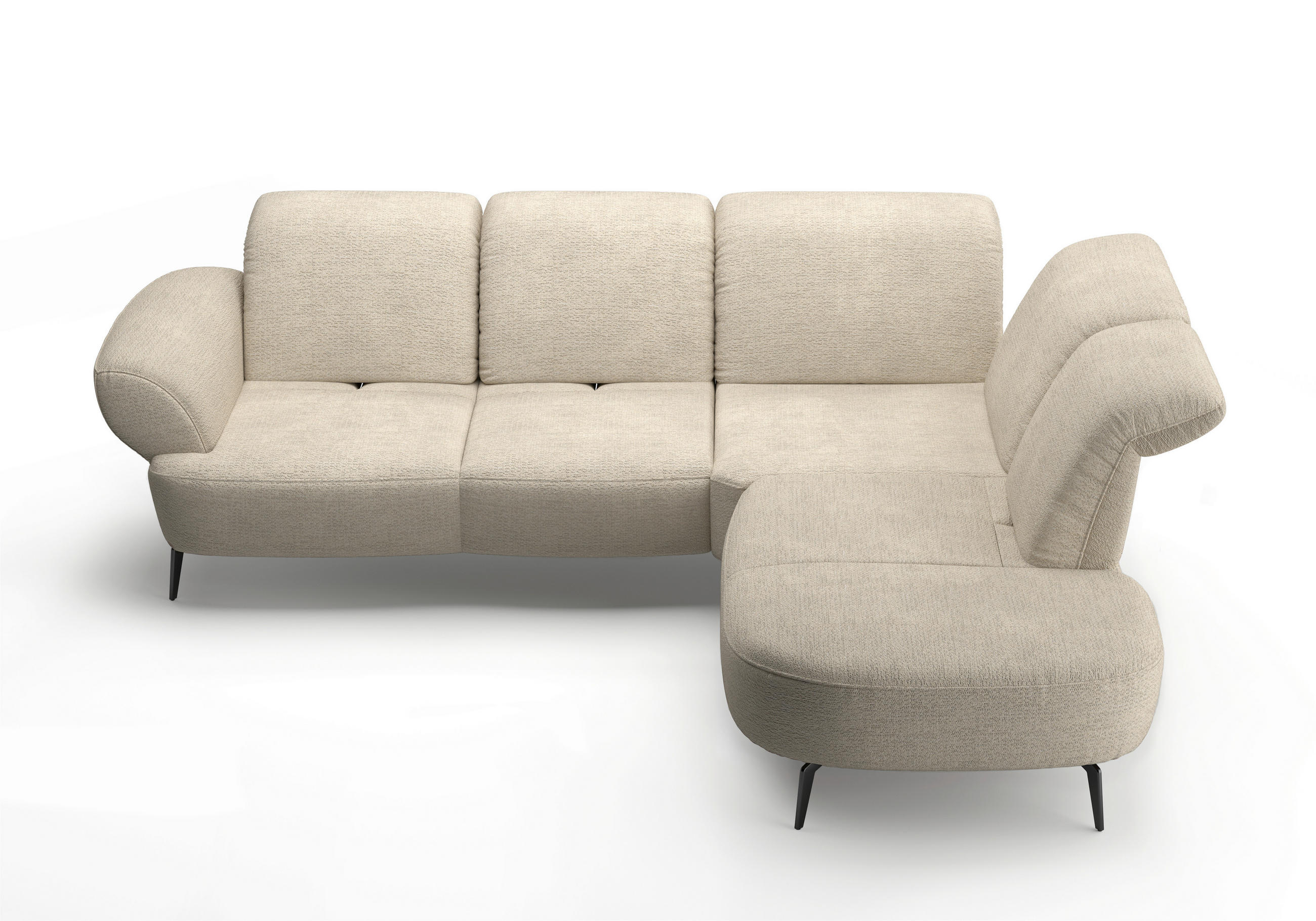 ECKSOFA in Chenille Sandfarben  - Sandfarben/Schwarz, Modern, Textil/Metall (302/270cm) - Sit & More