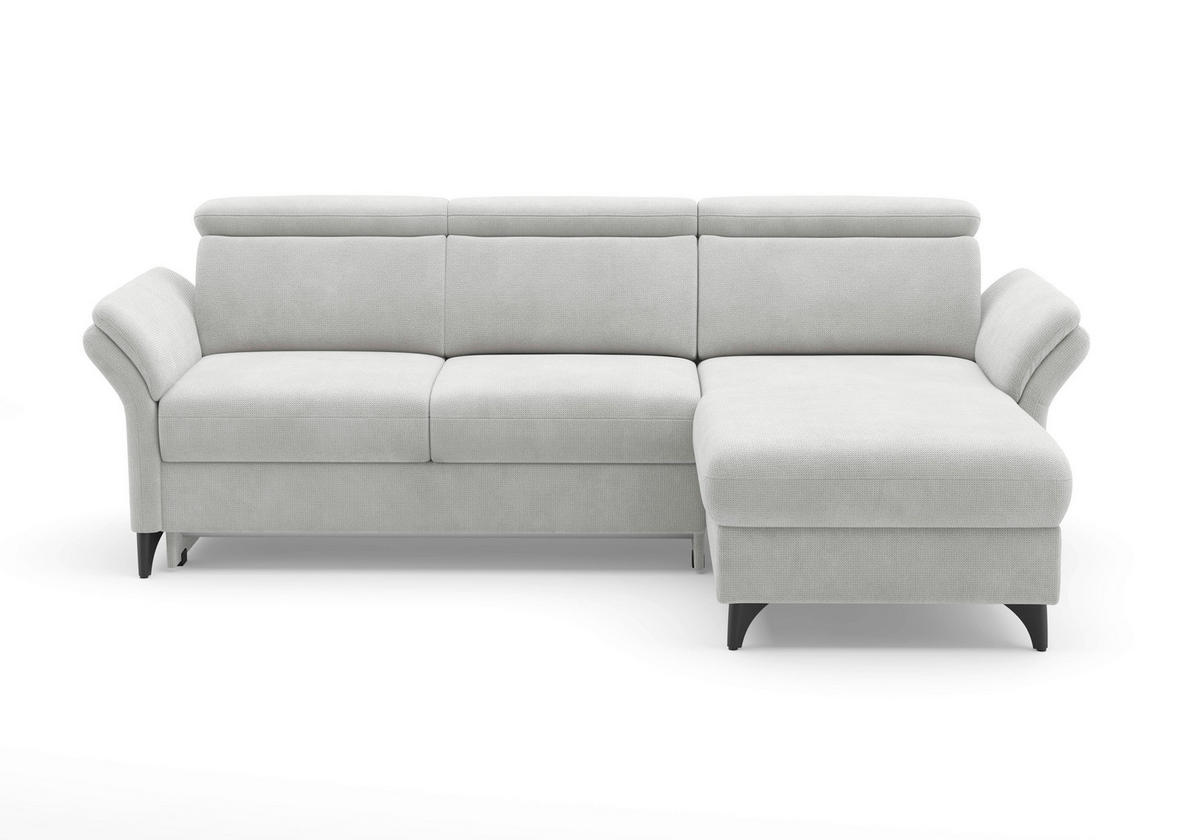 ECKSOFA GLENDALE E in Flachgewebe Silberfarben  253/166 cm  - Silberfarben/Schwarz, KONVENTIONELL, Textil/Metall (253/166cm) - Sit & More