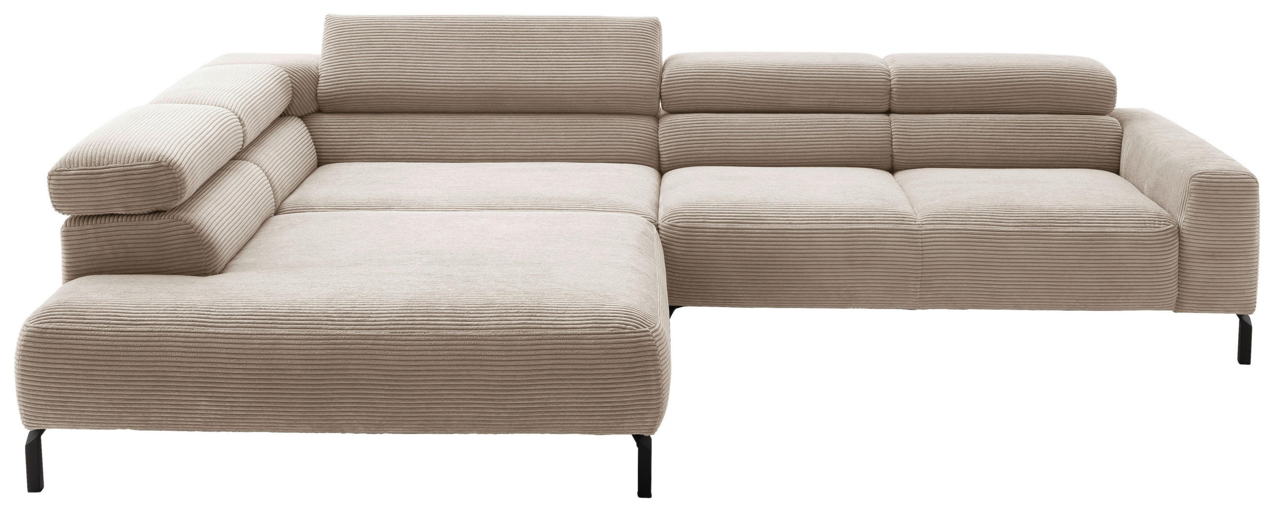ECKSOFA inkl. Funktion Taupe Cord  - Taupe/Schwarz, MODERN, Textil/Metall (221-224/314-317cm) - Pure Home Lifestyle