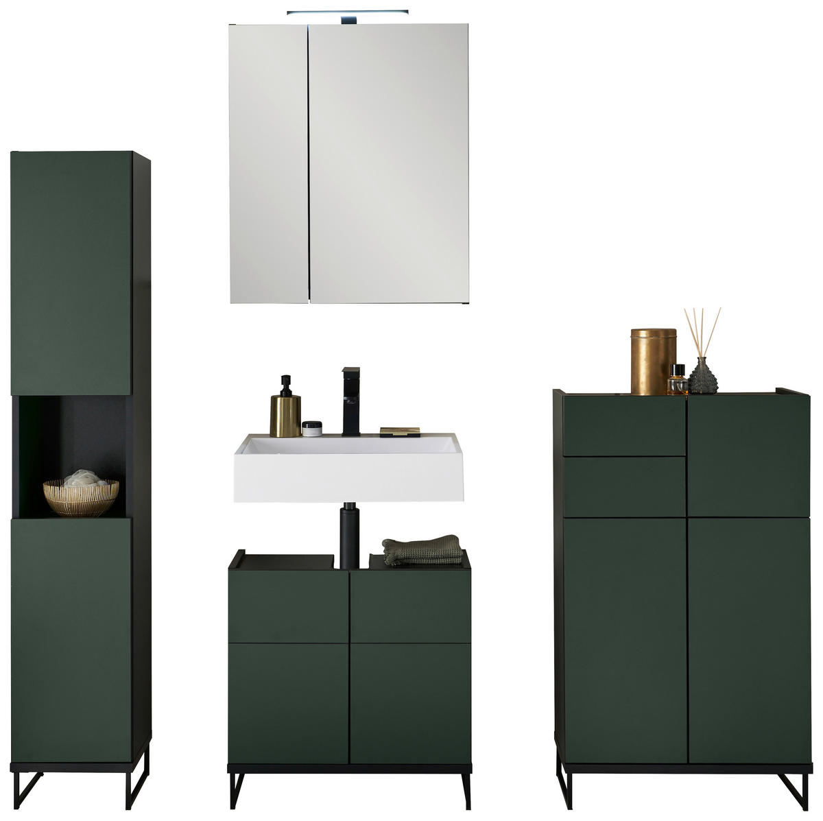 SPIEGELSCHRANK 60/70/23 cm  - Schwarz/Grün, Basics, Glas/Holzwerkstoff (60/70/23cm) - MID.YOU