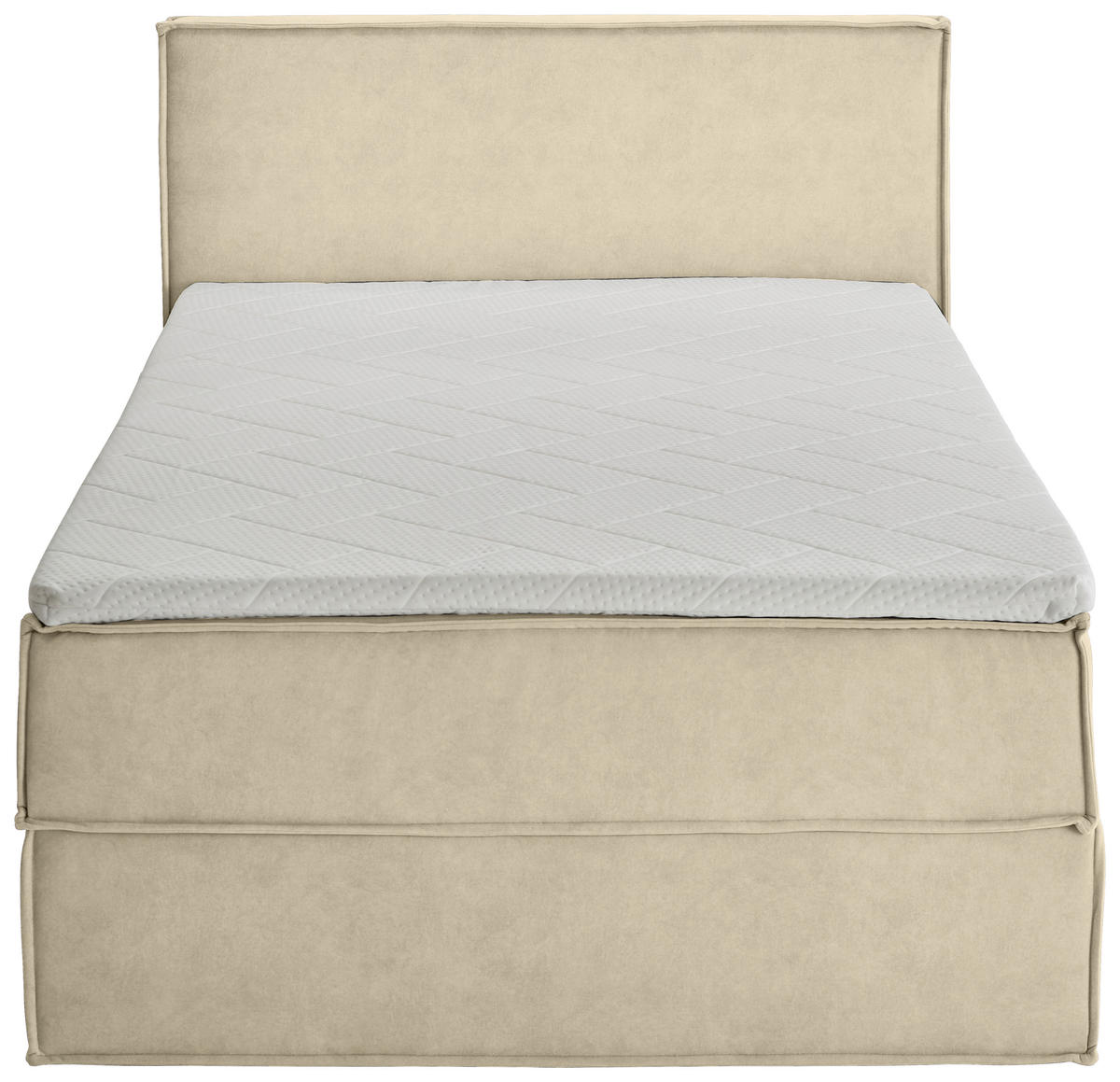 BOXBETT 120/200 cm,  in Beige, Bettkasten, Topper, H3 = fest  - Beige/Schwarz, Design, Kunststoff/Textil (120/200cm) - Chameo