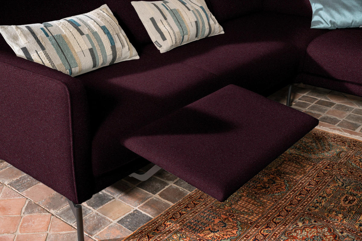 ECKSOFA in Flachgewebe, Struktur Dunkelrot  254/230 cm  - Anthrazit/Dunkelrot, Design, Textil/Metall (254/230cm) - Johann Jakob