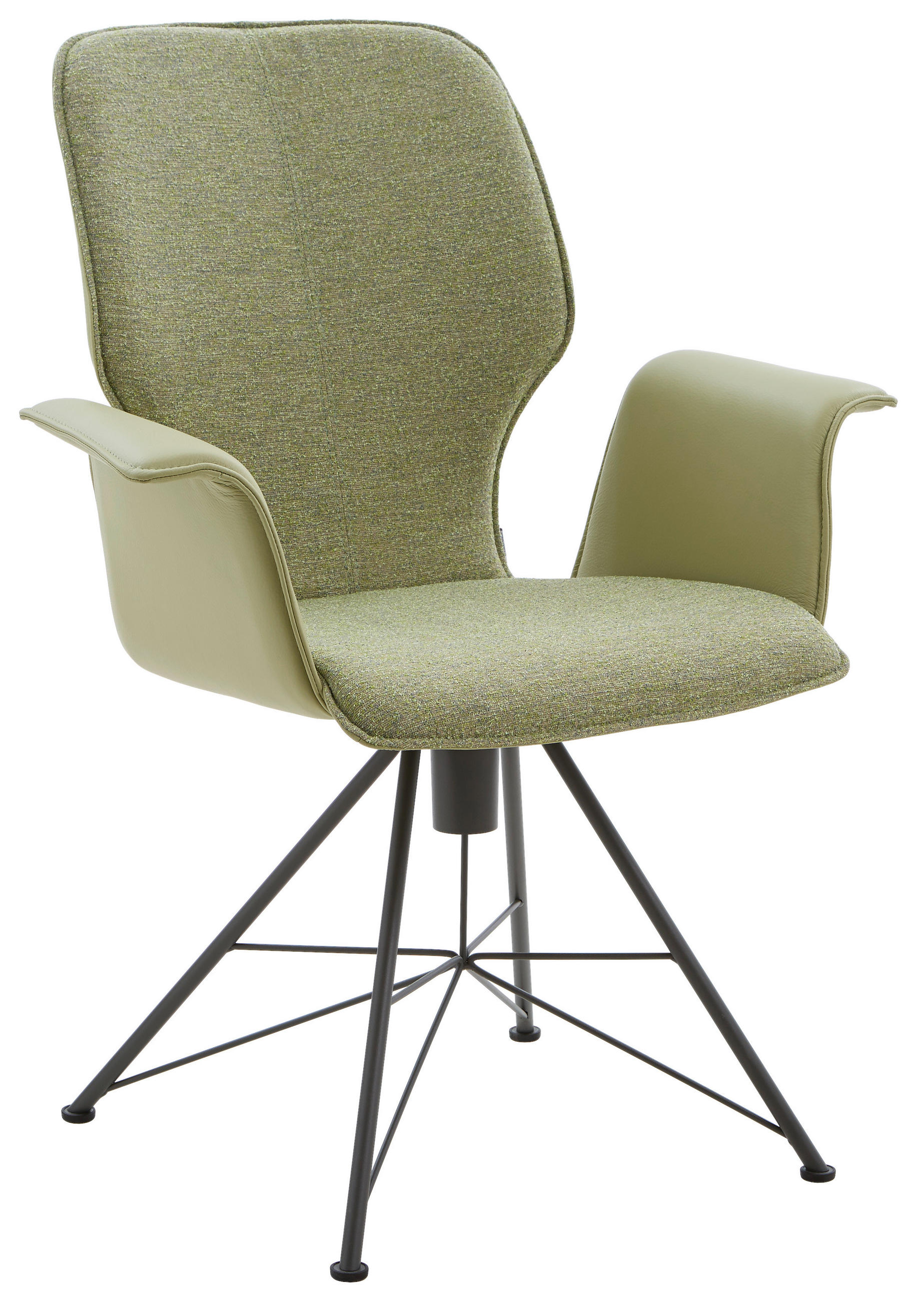 ARMLEHNSTUHL  in beflockt Echtleder pigmentiert  - Dunkelgrau/Olivgrün, Design, Leder/Textil (73/95/63cm) - Musterring