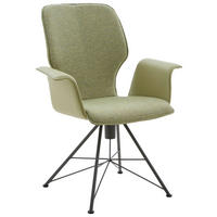 ARMLEHNSTUHL  in beflockt Echtleder pigmentiert  - Dunkelgrau/Olivgrün, Design, Leder/Textil (73/95/63cm) - Musterring