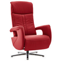 RELAXSESSEL in Leder Rot  - Chromfarben/Rot, Design, Leder/Metall (71/110/83cm) - Beldomo Speed