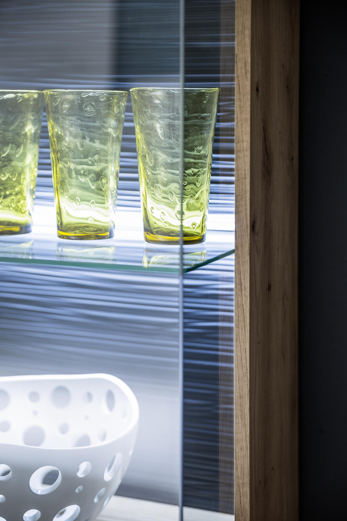 WOHNWAND Kigali  in Anthrazit, Klar, Eichefarben  290/198/50 cm  - Klar/Eichefarben, Design, Glas/Holzwerkstoff (290/198/50cm) - Livetastic