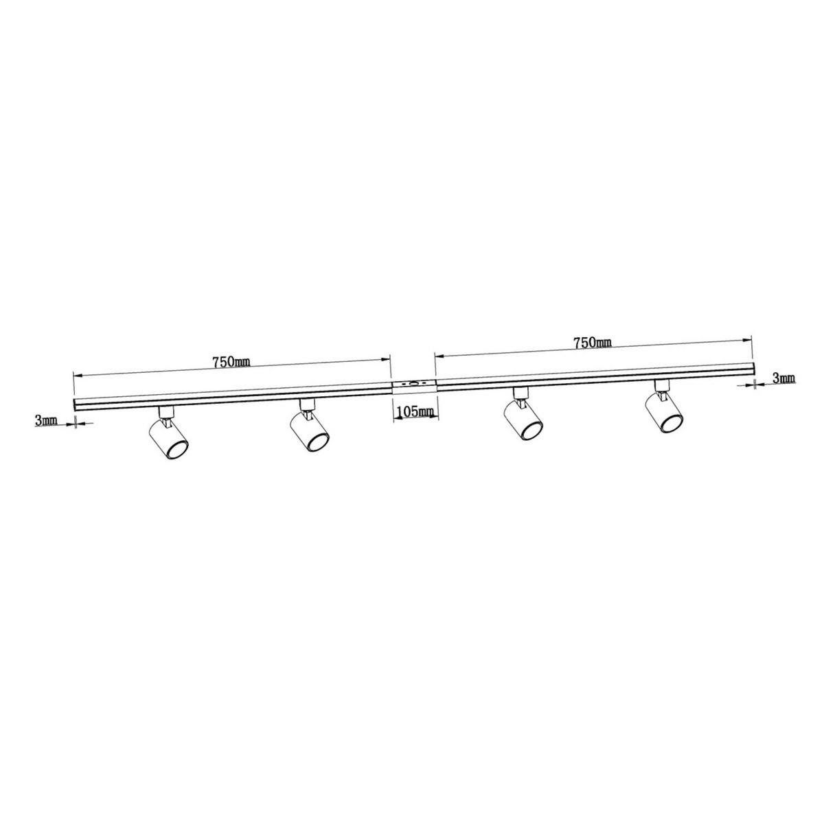 SCHIENENSYSTEM-STRAHLER Snow 8/150/6 cm  - Schwarz, Design, Metall (8/150/6cm)