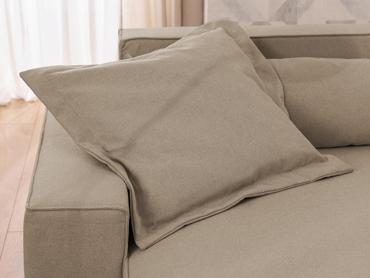 ECKSOFA Curduroy in Webstoff Hellbraun Rückenkissen  251/142 cm  - Hellbraun/Schwarz, Design, Kunststoff/Textil (251/142cm) - P & B