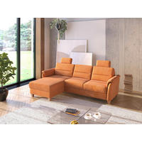 ECKSOFA PALMERA V Terracotta Flachgewebe Kopfstütze, Liegefläche im Originalstoff  - Eichefarben/Terracotta, KONVENTIONELL, Holz/Textil (163/244cm) - Sit & More