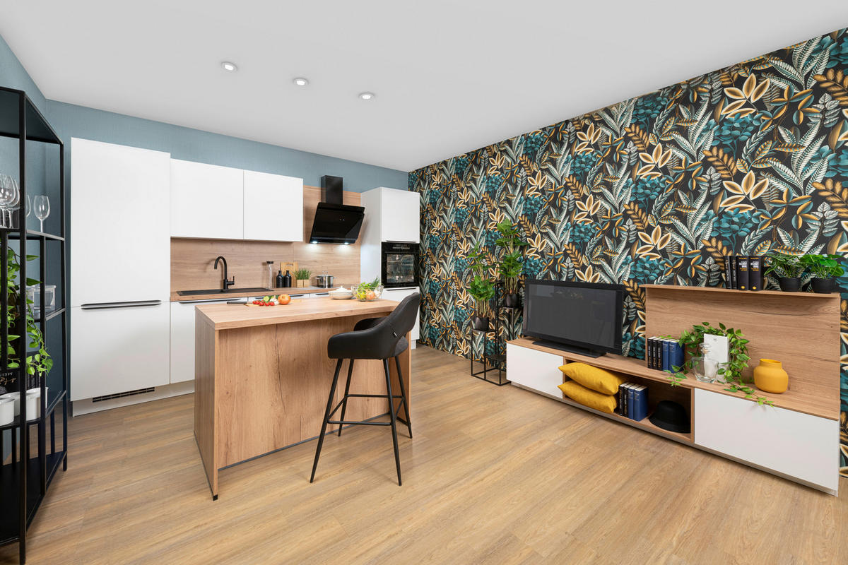 OBÝVACÍ STĚNA, bílá - bílá, Design, kompozitní dřevo - Celina