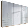 FALTTÜRENSCHRANK in Weiß, Eichefarben - Chromfarben/Eichefarben, KONVENTIONELL, Glas/Holzwerkstoff (300/236/58cm) - Venda
