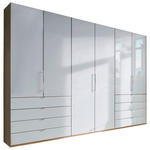 FALTTÜRENSCHRANK  in Weiß, Eichefarben  - Chromfarben/Eichefarben, KONVENTIONELL, Glas/Holzwerkstoff (300/236/58cm) - Venda