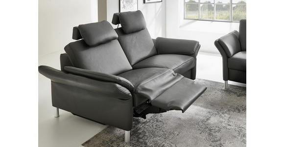 3-SITZER-SOFA Anthrazit Echtleder  - Anthrazit/Alufarben, Design, Leder/Metall (190/82/99cm) - Dieter Knoll