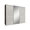SCHWEBETÜRENSCHRANK 250/217/67 cm 3-türig Grau, Dunkelgrau  - Chromfarben/Dunkelgrau, KONVENTIONELL, Glas/Holzwerkstoff (250/217/67cm) - Novel