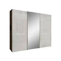 SCHWEBETÜRENSCHRANK in Grau, Dunkelgrau  - Chromfarben/Dunkelgrau, Konventionell, Glas/Holzwerkstoff (300/217/67cm) - Novel