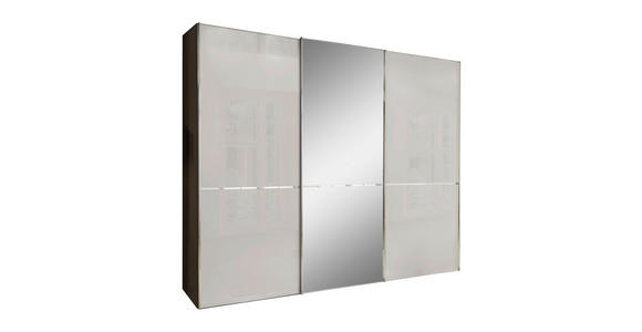 SCHWEBETÜRENSCHRANK  in Grau, Dunkelgrau  - Chromfarben/Dunkelgrau, KONVENTIONELL, Glas/Holzwerkstoff (300/217/67cm) - Novel