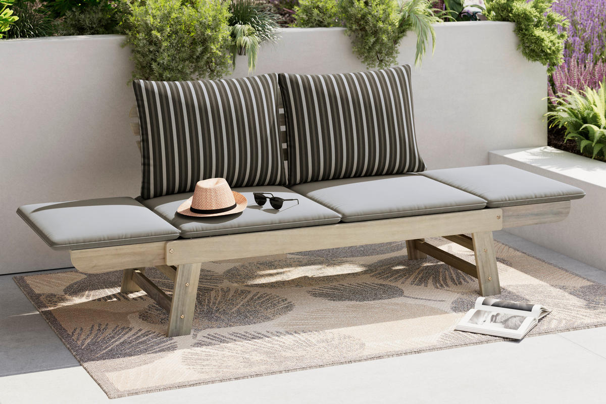 GARTENBANK 190/76/67 cm  in Multicolor, Akaziefarben, Taupe  - Taupe/Multicolor, Natur, Holz/Textil (190/76/67cm) - Ambia Garden