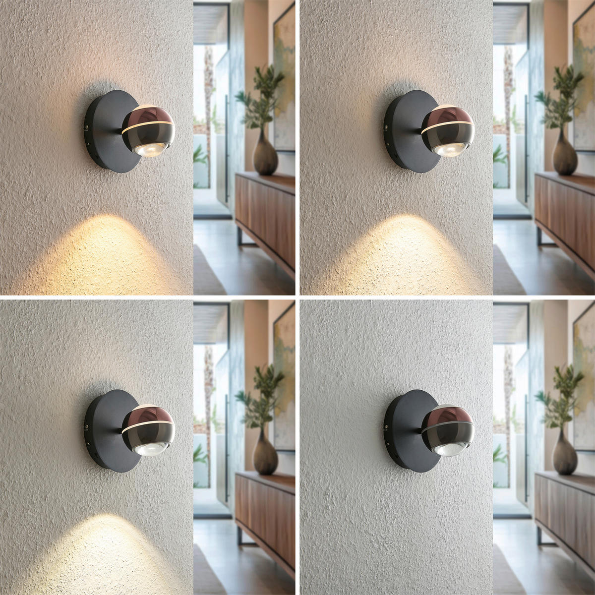 LED-WANDLEUCHTE Easy 20/19 cm  - Schwarz/Kupferfarben, Design, Glas/Kunststoff (20/19cm) - Dieter Knoll