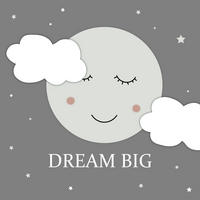 ZIDNA DEKORACIJA ZA BEBE  Dreaming Moon  - siva/prirodne boje, Basics, drvo/plastika (60/60/3cm)
