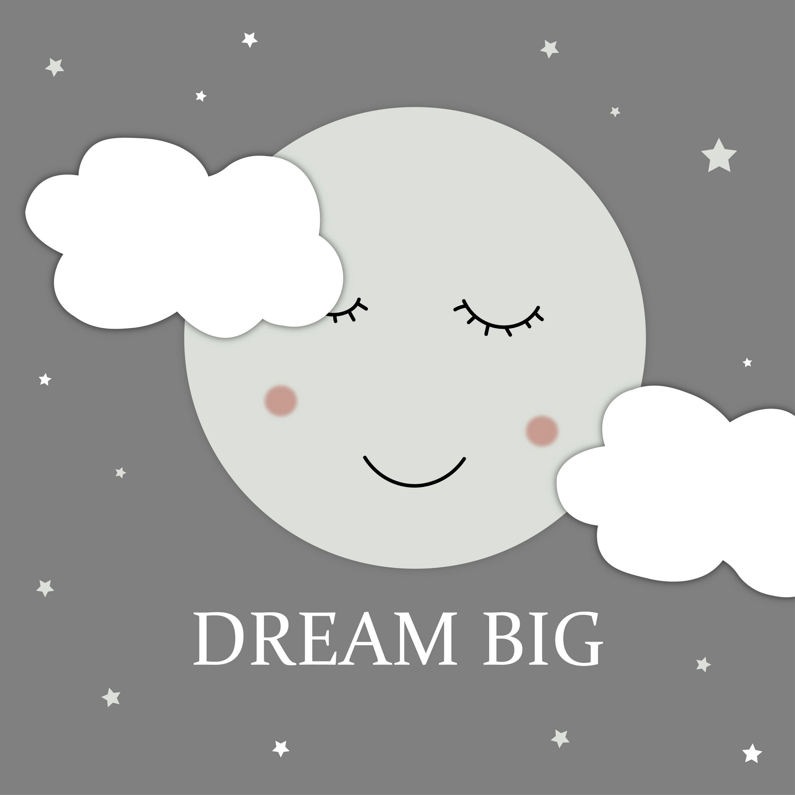 XXXLutz Babywanddeko Dreaming Moon Grau, Natur 50x50x3 cm