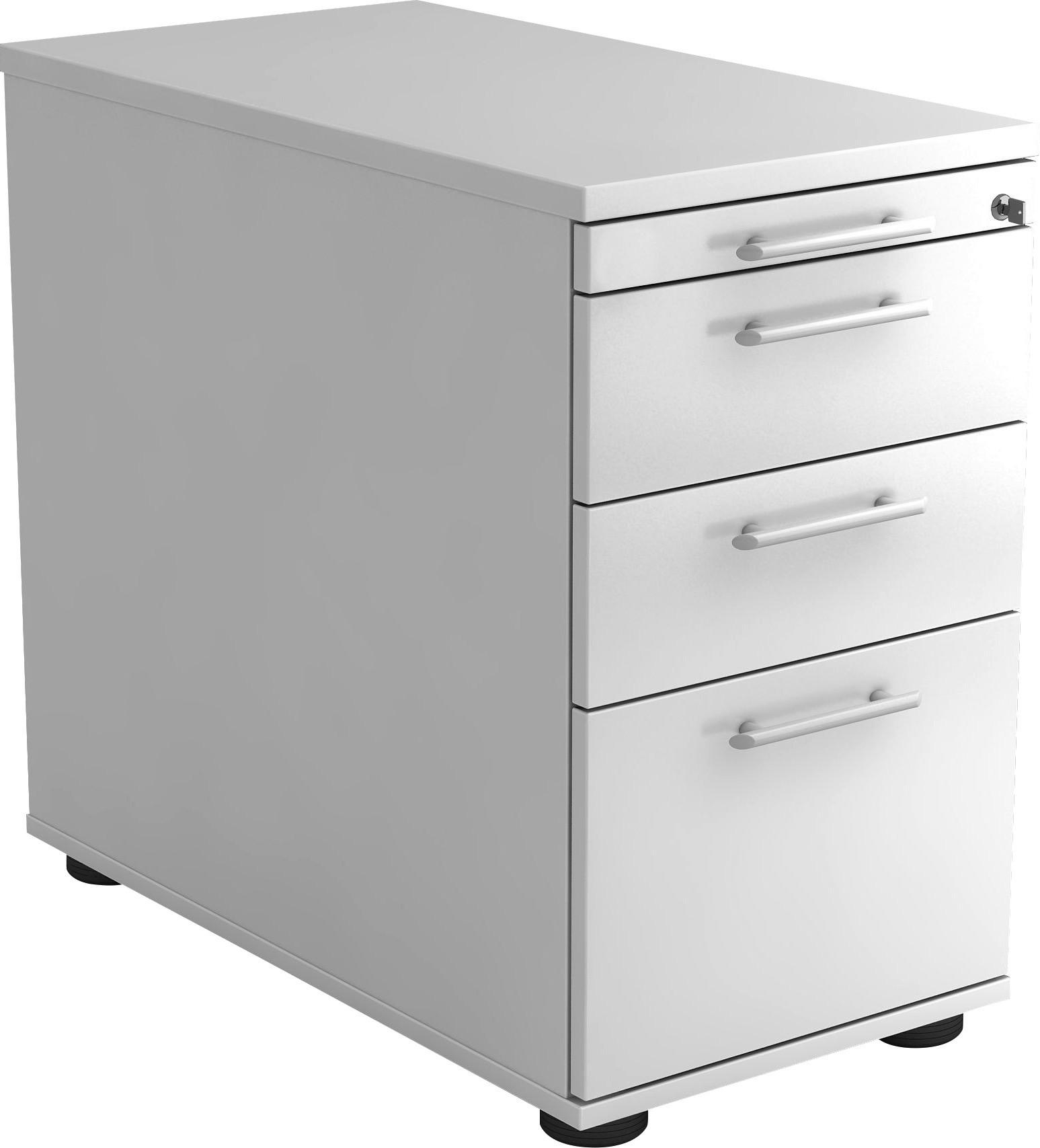 ANSTELLCONTAINER Weiß  - Alufarben/Schwarz, KONVENTIONELL, Holzwerkstoff/Kunststoff (42,8/72-76/80cm) - Venda